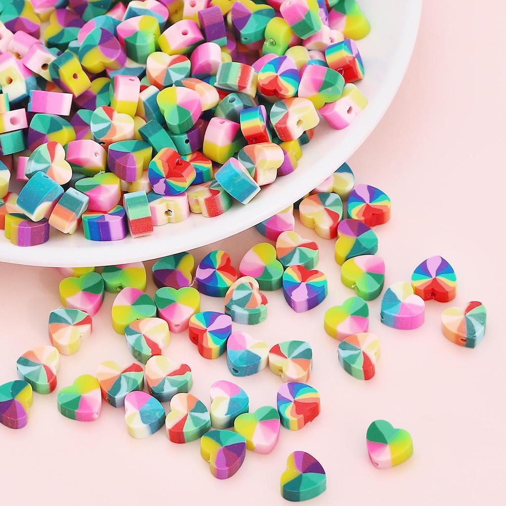 30 Τεμάχια 9*10mm Μίξη Χρωμάτων Καρδιά Αγάπης Χαλαρές Χάντρες Χάντρες Πολυμερούς Πηλού Για Κατασκευή Κοσμημάτων DIY Βραχιόλι Κολιέ Σκουλαρίκια