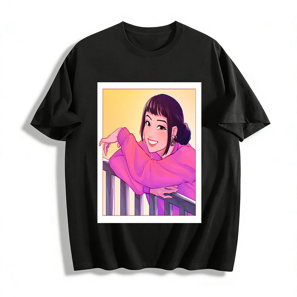 

Retro Cool Girl Print Long Sleeve Top Casual Loose Fit Street Style Pullover Sweatshirt For Daily Wear Pure cotton T-shirt 6XL