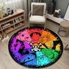 Round Rug One Piece Straw Hat Pirates Characters Rainbow Color Wheel Game Room Decor
