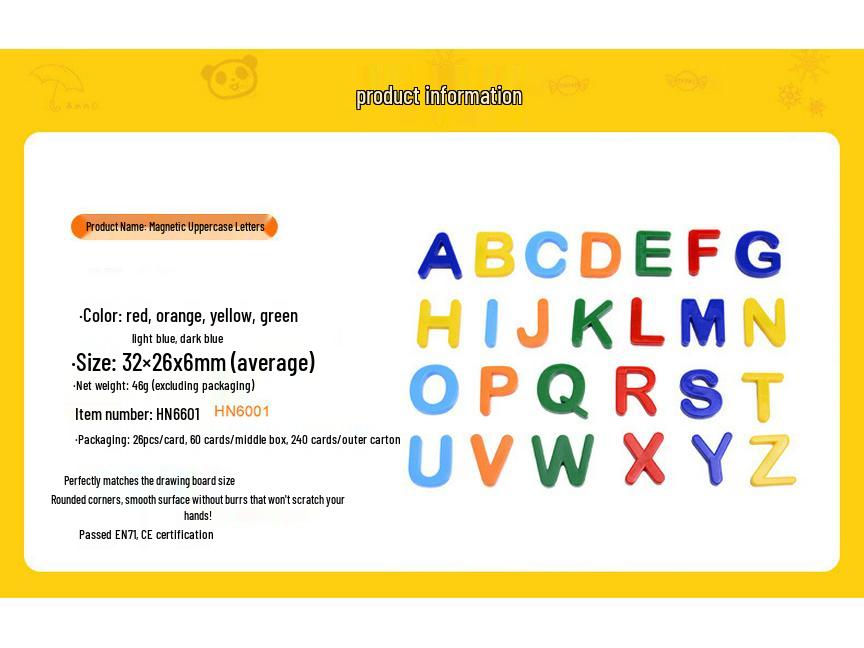 Children's Magnetic Uppercase Letter Stickers for Fun Early Education