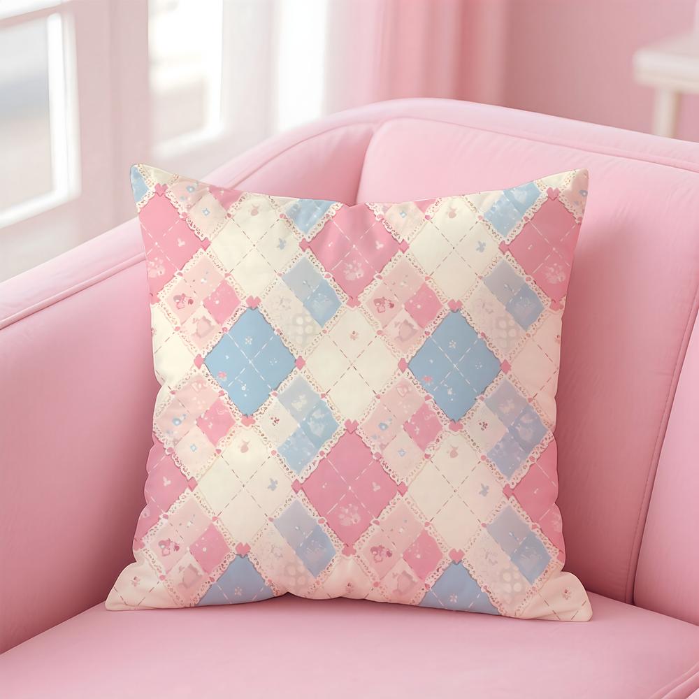 Colorful checkered pattern Cushion Cover Pillow Case Soft Skin Friendly Fabric Comfort Concealed Zipper