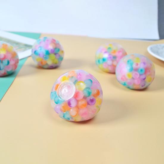 Rainbow Bead Stress Ball with Glitter Soft TPR Squeeze Toy for Anxiety Relief Colorful Fidget for Kids Adults Fun Decompression Gadget