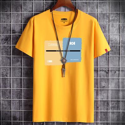 Moda masculina manga curta camiseta casual de algodão confortável