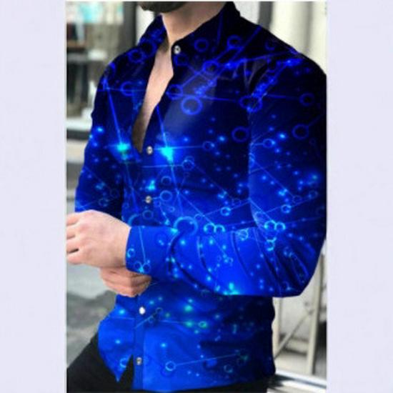 2025 Men's Fashion Trendy 3D Print Lapel Long Sleeve Casual Shirt