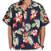 Camisa Masculina de Manga Curta Estampa Floral Botânica Havaiana Gola Lapela Camisa de Botão à Beira-Mar Top Moda Casual Camisas