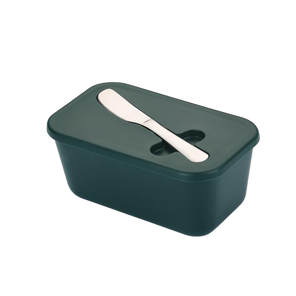 Durable Plastic PP Butter Dish with Lid | Easy-Scrape Butter Knife Included, Seals Butter Container for Countertop or Refrigerator, Baking Essentials