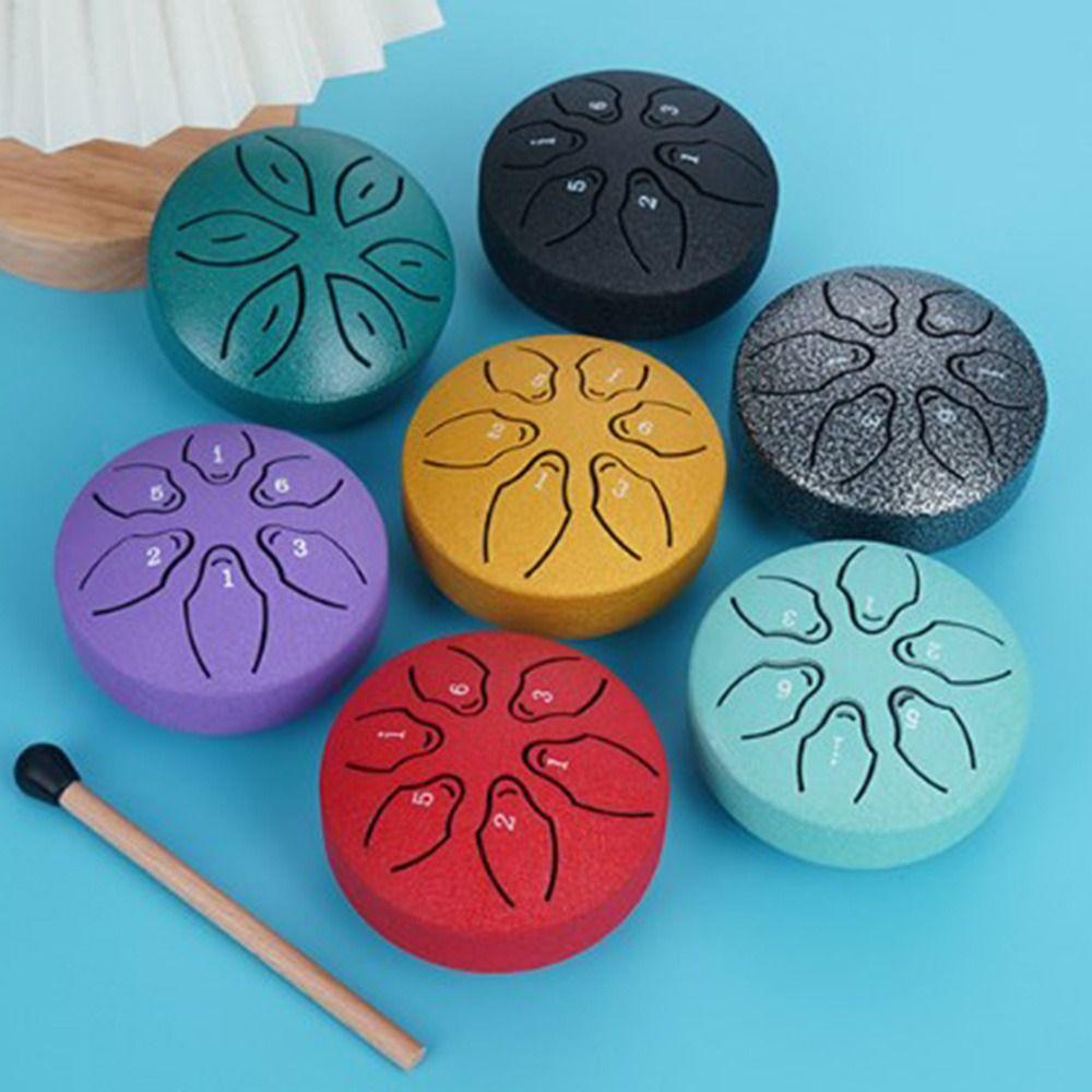 3 Inch Mini Hand Pan Drums 6-Tone Meditation Drum Steel Tongue Drum Set  Beginner