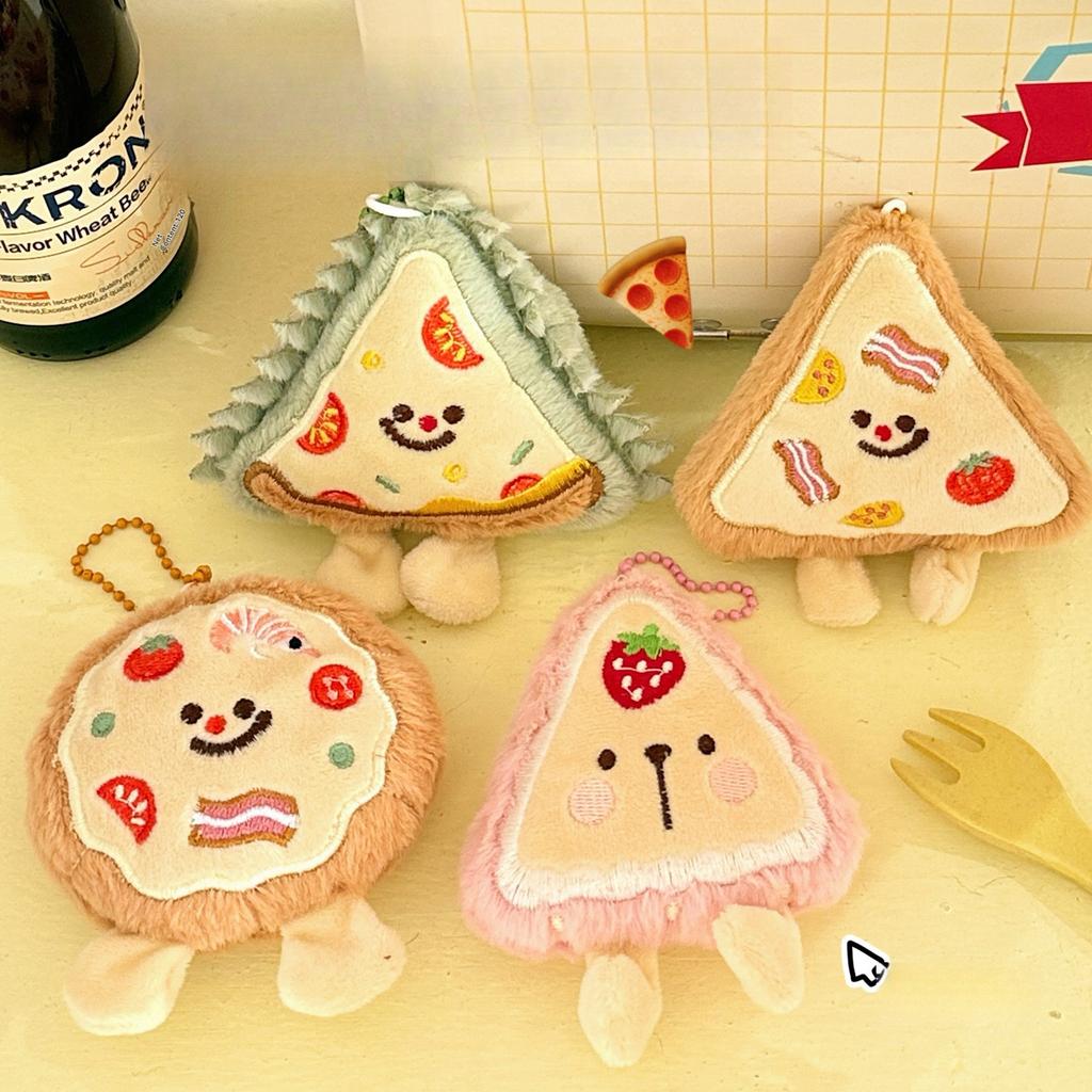 1/4 Pcs Creative Plush Food Pendant Cute Cartoon Pizza Backpack Versatile Pendant Accessories