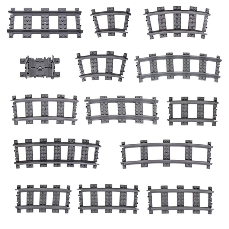 MOC City Bausteine Zug Flexible Konstruktionsteile Eisenbahn Kurvengleis Bausteine Modellzubehör Kompatibel mit 53401