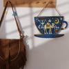 Wooden Coffee Cup Doorplate Vintage Door Pendant Crafts Wall Hanging  Background Prop