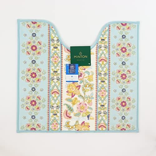 Kawashima Selkon MINTON Toilet Mat, Tile Hadon, Blue, 60x65cm, FT1290