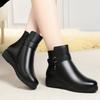 Fashion Genuine Leather Women Short Boots Thick Soled Wedges Ankle Boots Women's Winter Cotton Shoes Female Wool Warm Snow Boots 35-43