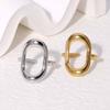 Stainless Steel Metal Hollow Square Open Rings For Women Vintage Gold Color Geometric Waterproof Chunky Ring Jewelry