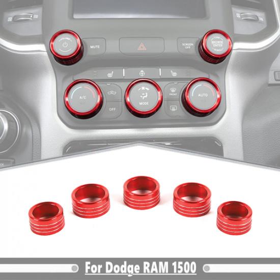 Красное декоративное кольцо для ручки переключателя радио и кондиционера автомобиля для Dodge Ram 1500 2019-2025 Аксессуары
