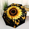 Mein einziger Sonnenschein Schwarzer Regenschirm mit lebendigem Sonnenblumen- & Schmetterlings-Design – Automatisches Falten, 8 stabile Speichen für Langlebigkeit –