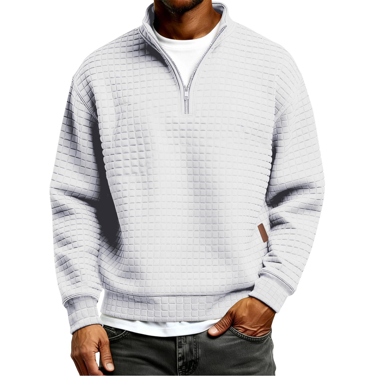 

Men s Color Stand Collar Zipper Sweatshirt Hoodie Men s Sports Large Size Casual Sweatshirt L білий