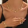 Winter Korean Version Popular Fashion Light Luxury Diamond Leaf Flower Necklace Earrings Bracelet