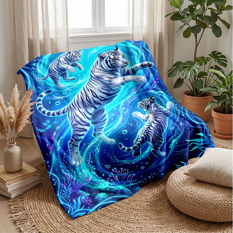 Tiger Spirit Artwork 1 Theme blanket Lightweight Warm Flannel Blanket Decorative Throw Blanket for Home Decoration