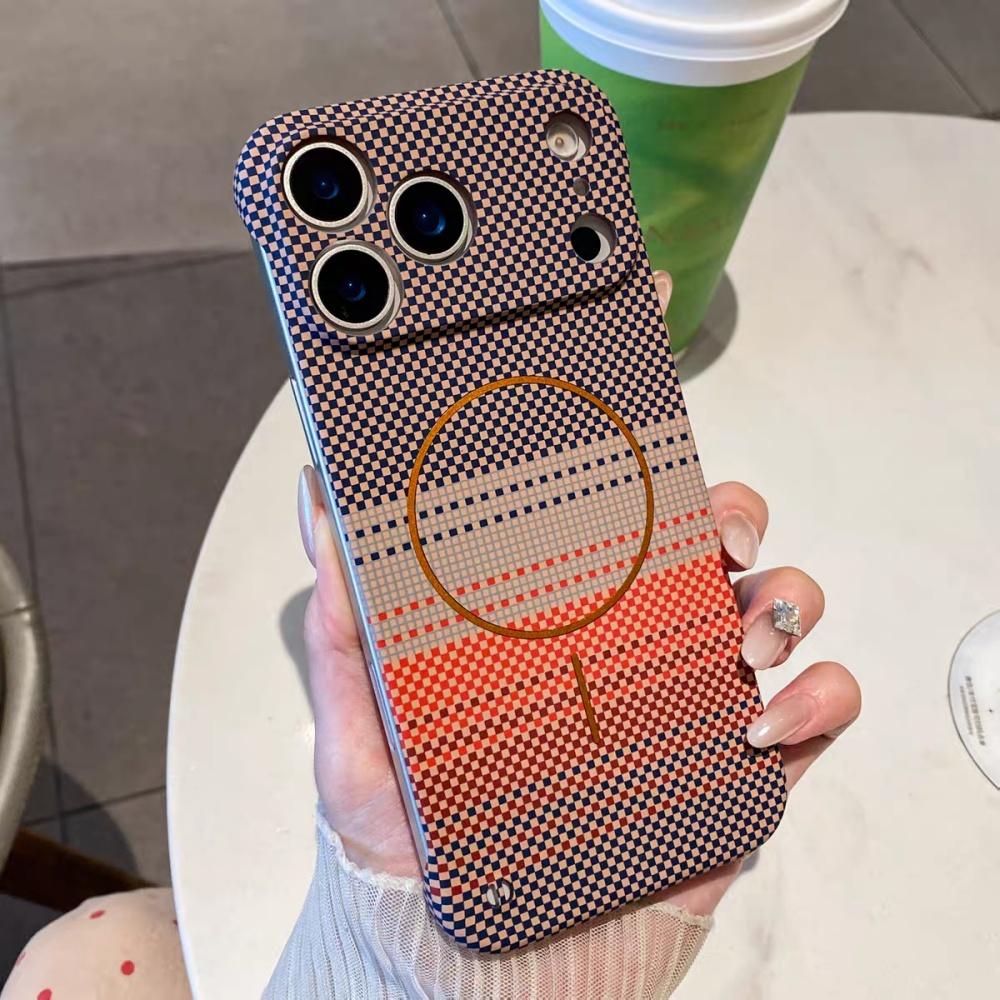 Schlanke rahmenlose Kühl-Kevlar-Kohlefaser-Hülle für iPhone 17 Air 16 15 14 Plus 13 12 Pro Max 11 Für Magsafe Magnetische PC-Abdeckung