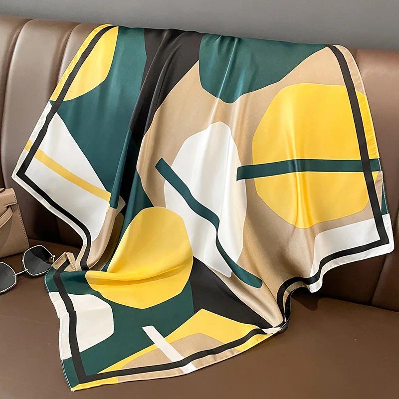Print 70cm Silk Satin Headkerchief Women Luxury Design Neck Tie Scarf Female Hair Hand Wrist Foulard Shawl Hijab Bandana New