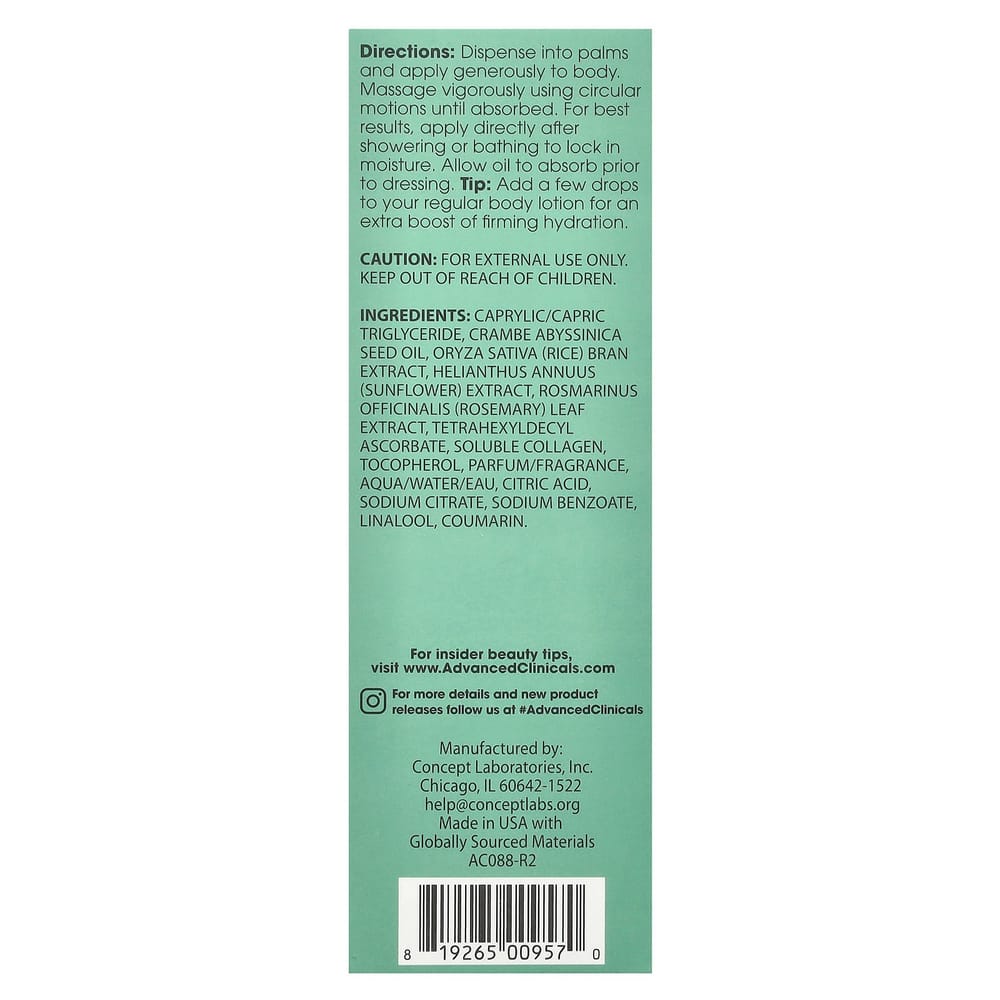 Advanced Clinicals Kolagenový liftingový tělový olej 112 ml (3,8 fl oz)