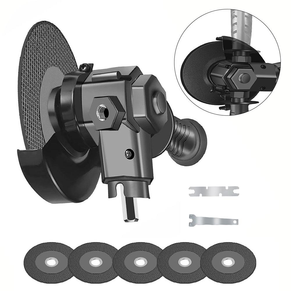 1pc Handheld Electric Drill To Angle Grinder Conversion Head Adapters With 5pc Saw Blades For Household Woodworking Tools