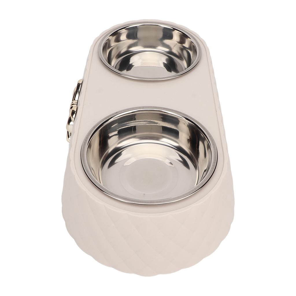 Double Pet Bowls Prevent Slip Stainless Steel Pet Food Water Bowls with Bowknot Decor Holder for