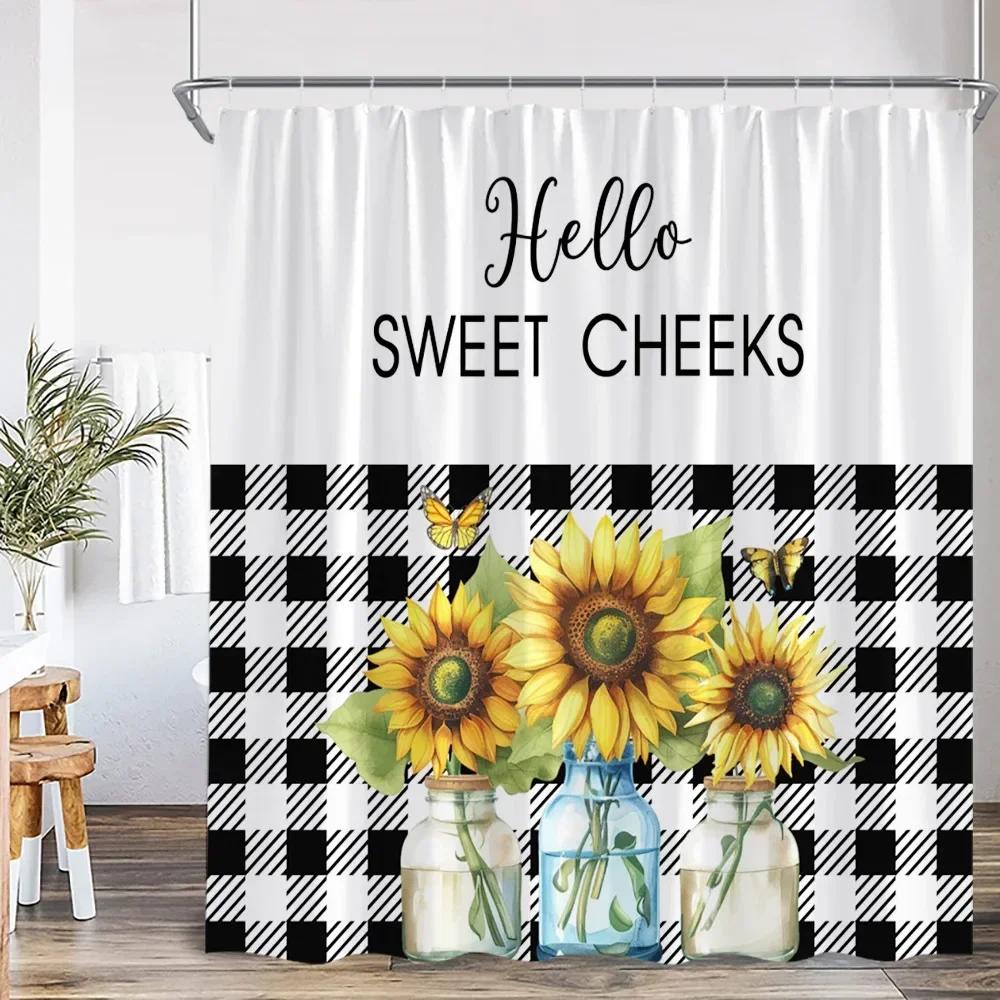 Modern Inspirational Quotes Shower Curtain Flower Butterfly Art Bathroom Decorative Polyester Fabric Bathtub Curtain
