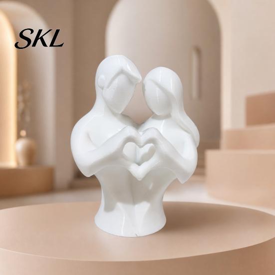 Home Decor Couple Statue 3D Printed Heart Statue, Abstract Minimalist Lovers Embrace Figurine, Romantic Desktop for Living Room Bedroom Office,