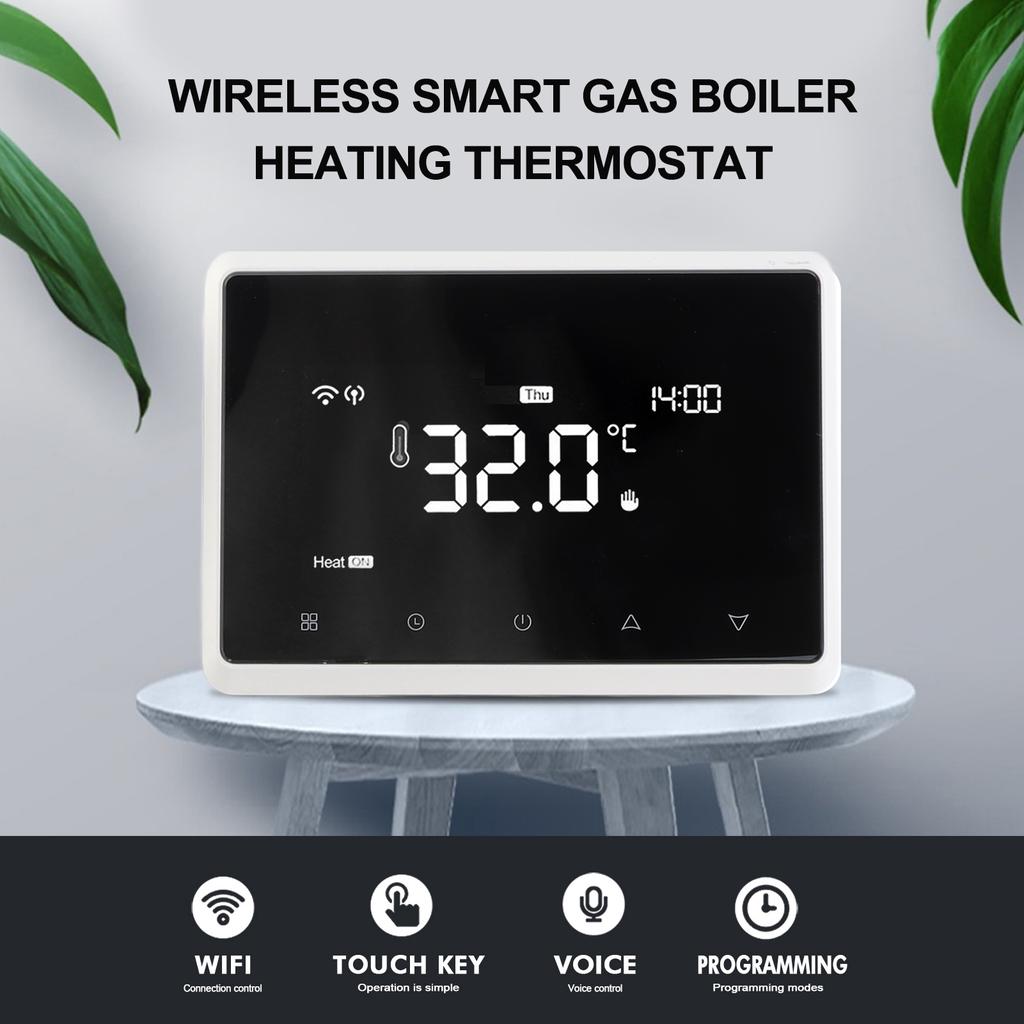 WiFi Smart Thermostat Programmable Thermostat with RF Receiver Tabletop Wall Mounted   APP Control Voice Control Gas Boiler Heating Temperature Co