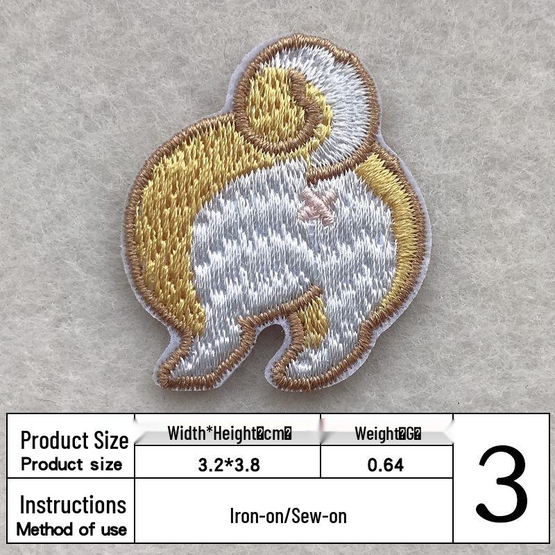 Самоклеящаяся милая мультяшная вышитая тканевая нашивка с животными для одежды, ремонта дыр и украшения сумок