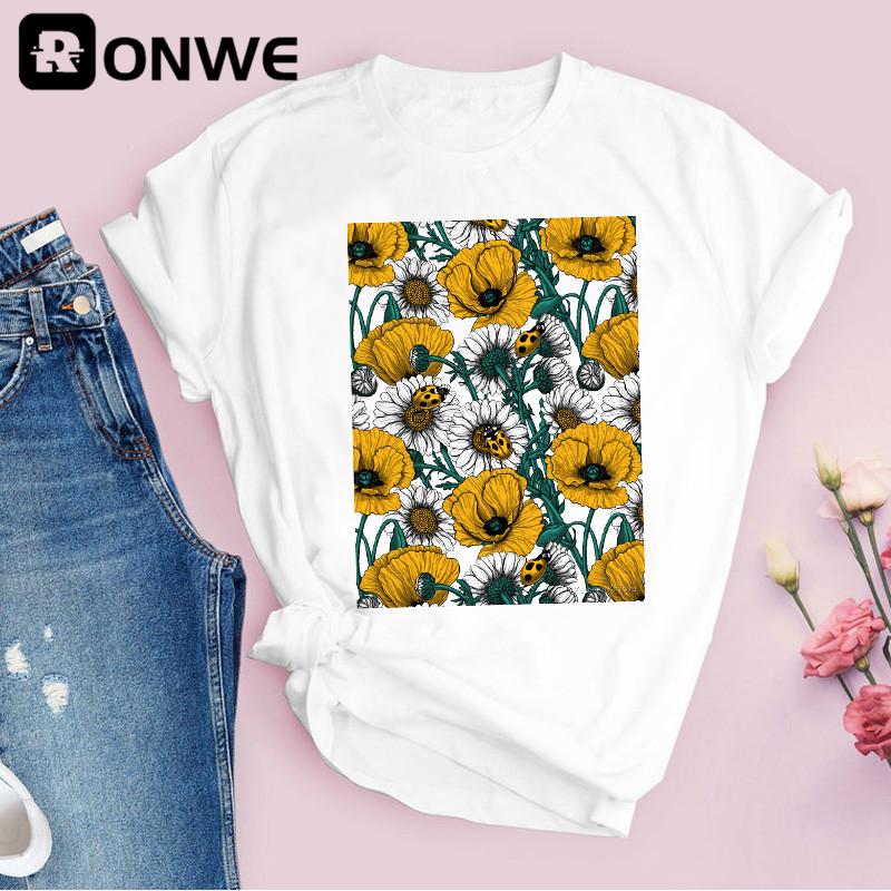 Women Graphic Flower Floral 3D Print T-shirt Girl Funny 90S Print Tops Tee Drop Shipping T-Shirts