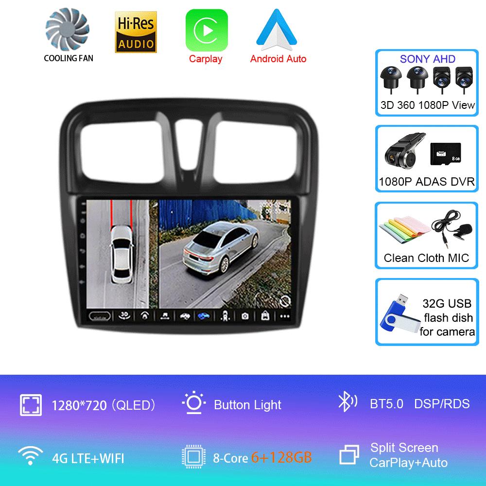 For Renault Logan 2 Sandero 2 2012-2019 Car Radio Android 14 Carplay Auto 2K Screen Multimedia Player Autoradio Stereo Head Unit