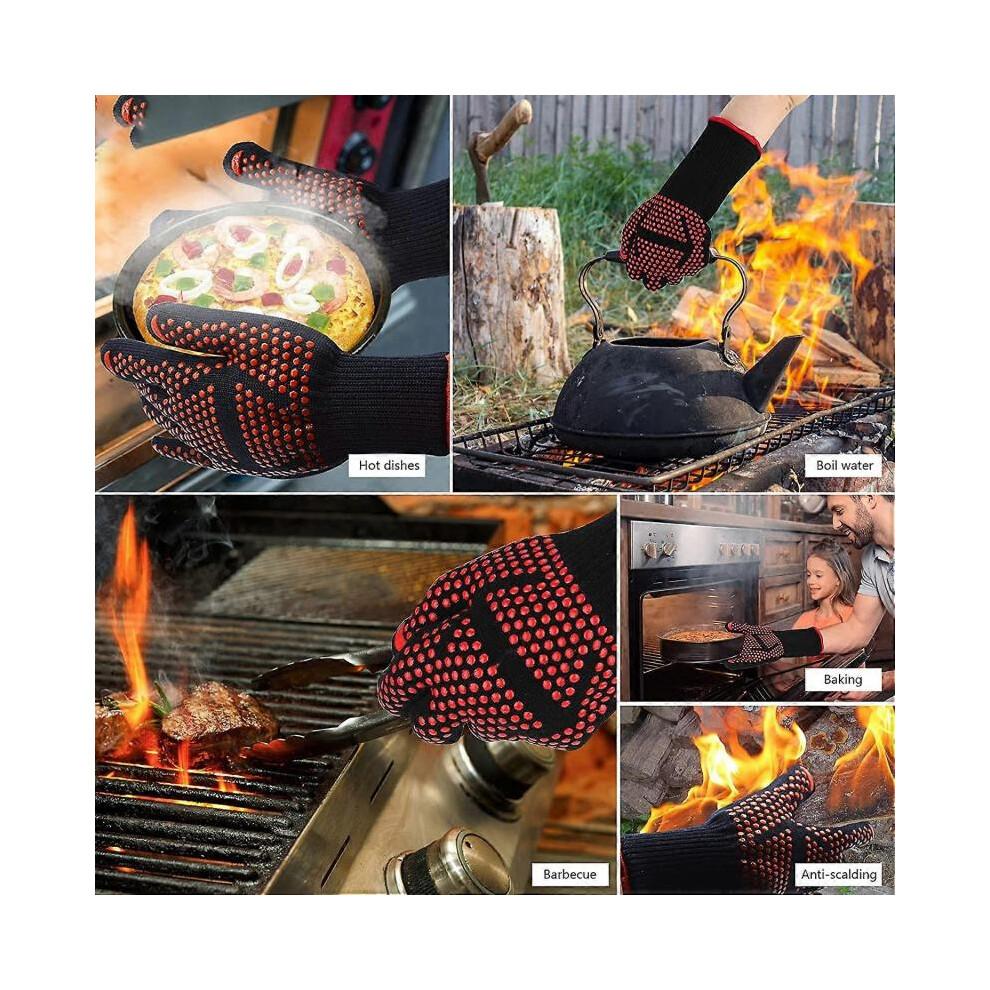 Barbecue Gloves, 1 Pair - Heat Proof Oven Gloves Up to 800C, Heat Resistant Non-Slip Oven Gloves
