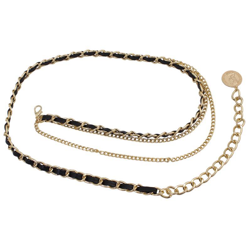 Französische Metall Dünne PU Geflochtene Taillenkette Gürtel – Dekorative Koreanische Stil Accessoire für Damen