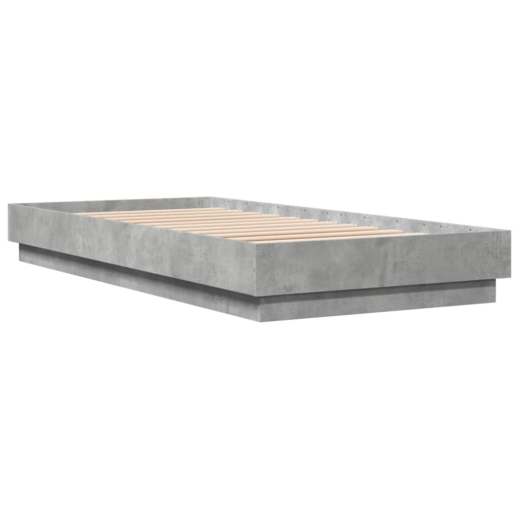 Vidaxl Rama Łóżka, Szarość Betonu, 100X200 Cm, Materiał Drewnopochodny