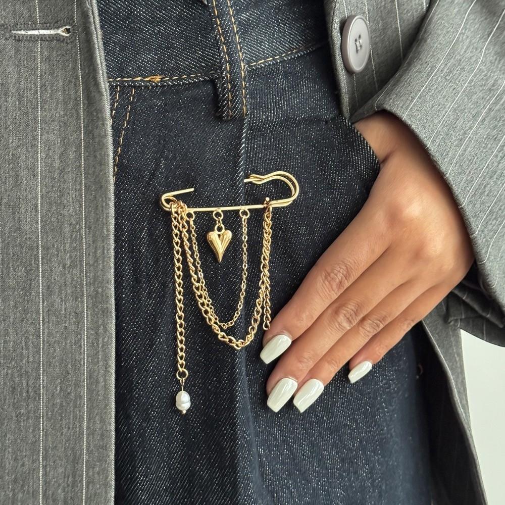 Broche Amovible à Chaîne Perles Boucle de Ceinture Élégante Broche Décorative à Franges pour Pantalon Bijoux Femme