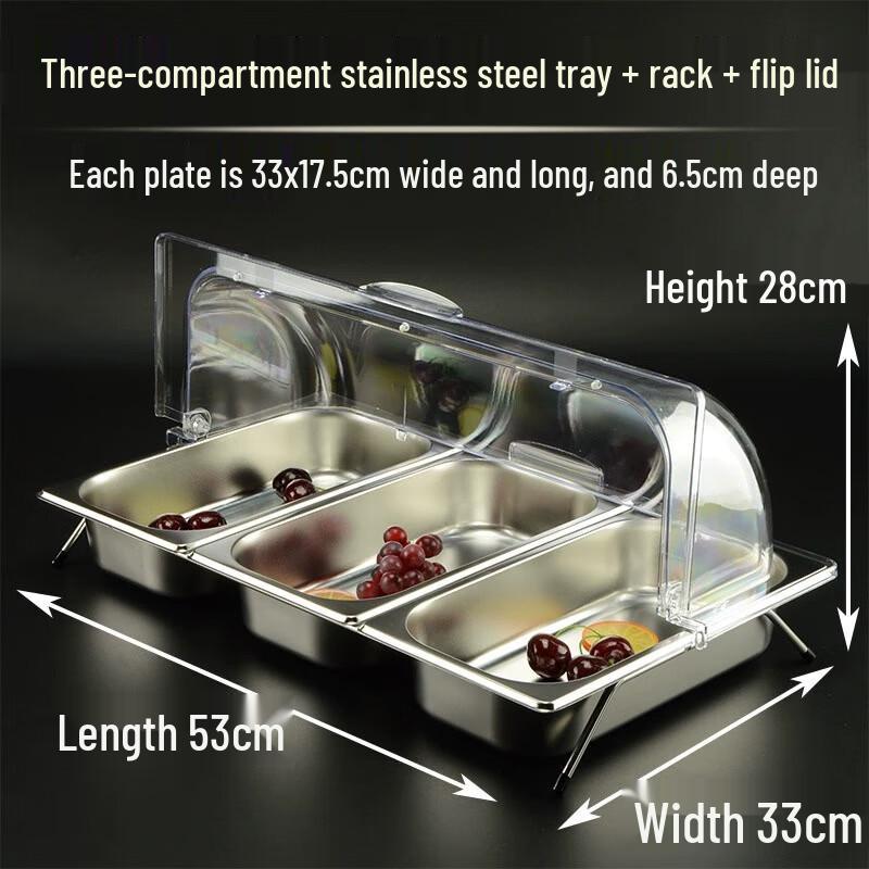 Stainless Steel Buffet Display Tray with Lid and Stand