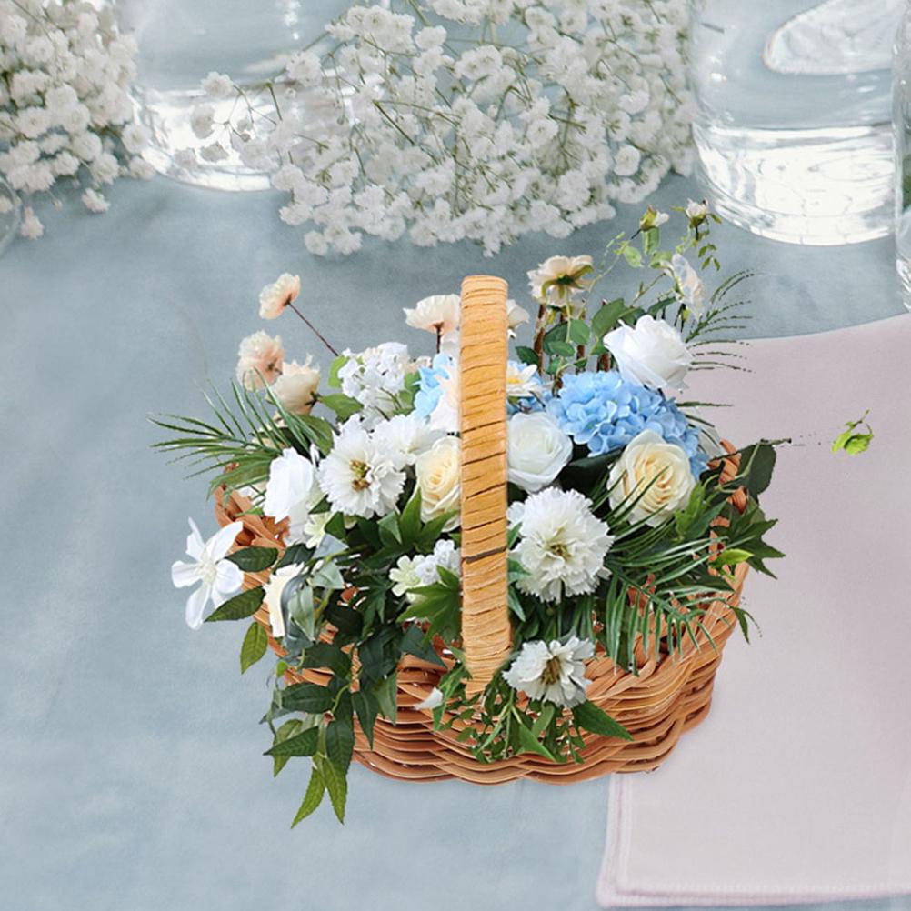 2 Pcs Mini Dolls Basket Small Woven Miniature Decors Storage Baskets Simulation For Favors With Handle Picnic