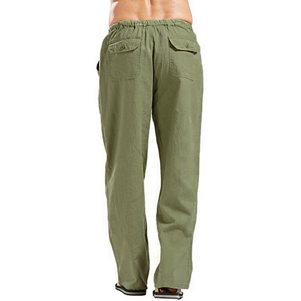 Pantaloni Uomo In Lino E Cotone Leggeri – Modello Estivo Con Coulisse, Tasche E Vestibilità Comoda Taglie S-2XL