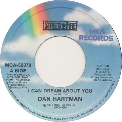 7inch Record DAN HARTMAN / THE BLASTERS - I Can Dream About You / Blue Shadow MCA52378 MCA Records 1984 Canada Rock Used