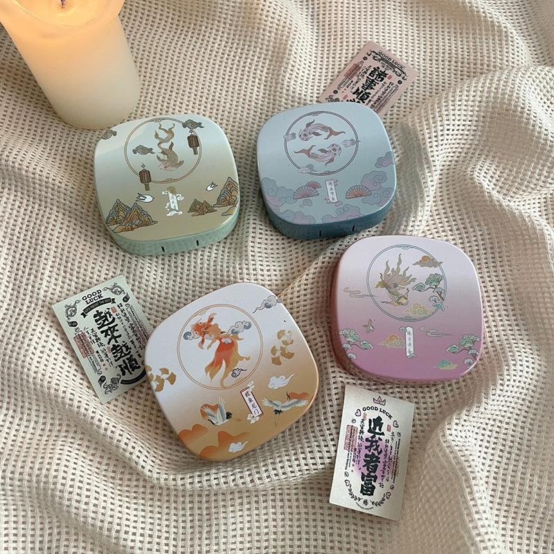 Tragbarer Minimalistischer Koi-Fisch Muster Pflege Kontaktlinsenbehälter Box Beauty-Linsen Aufbewahrungsbox Mini Reise-Set