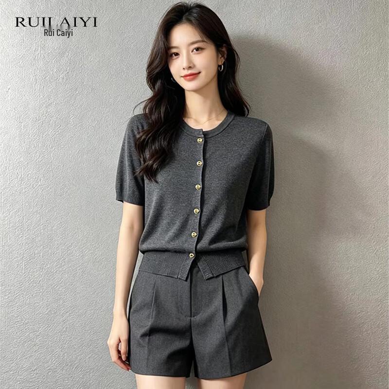 

Ruilaiyi Women s Fine Wool Short Sleeve Cardigan S