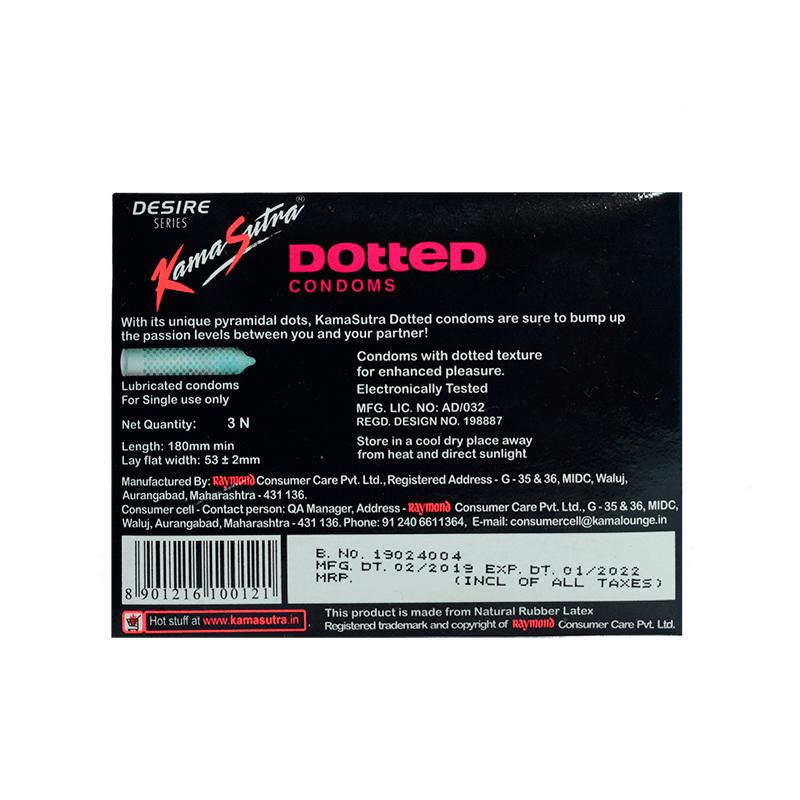 Spot kondomer (3 stk), Stiplede kondomer, Kamasutra