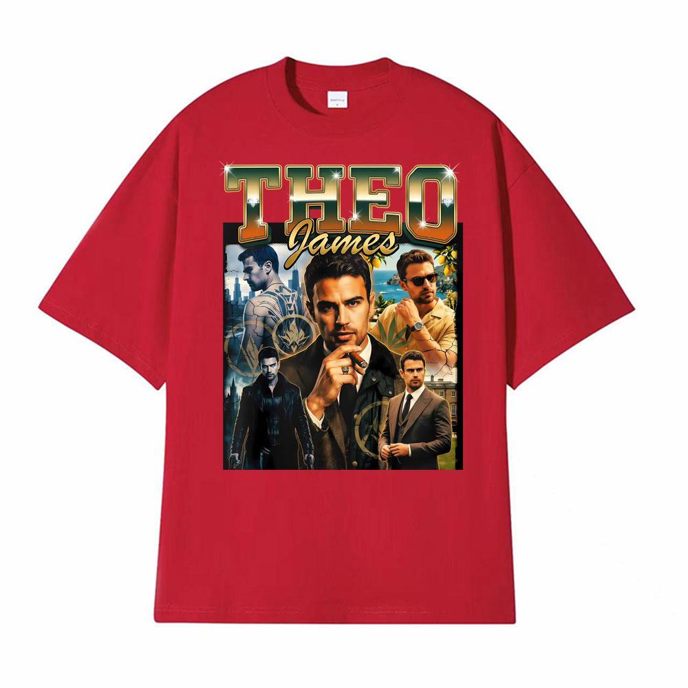Theo James Sweater Minimalist Portrait Crewneck Print Tshirt Men Women Fashion High Street T Shirts ONeck Short Sleeve T Shirt S