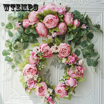 Artificial Wreath Door Threshold Flowers DIY Wedding Home Living Room Party Pendant Wall Decor Christmas Garland Gift Rose Peony