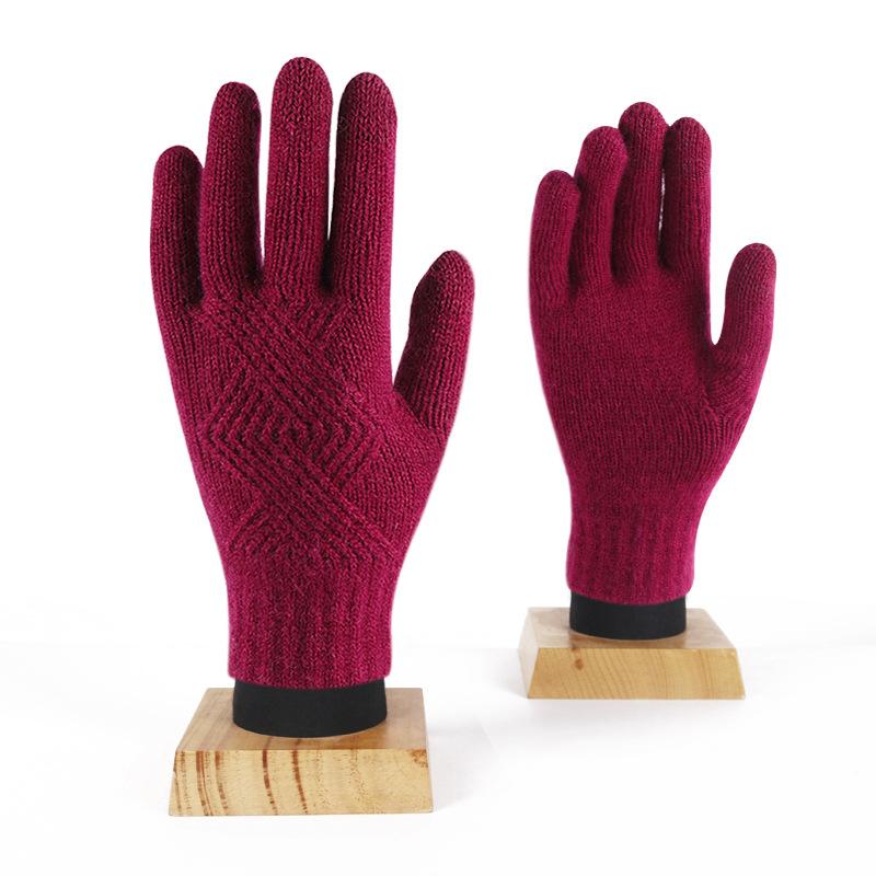 

Wool knitted gloves men s and women s winter versatile finger students cold warm couple knitted gloves One size
