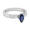 Blue Sapphire Tapered Five- 925 Stone Ring - 925  Sterling Silver
