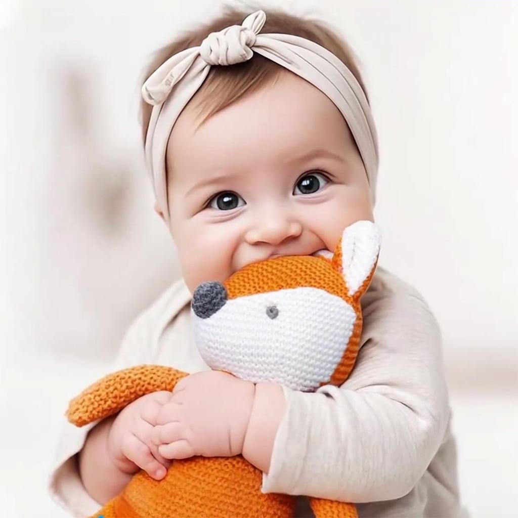 FLUFFYFUN 100% Cotton Baby Toy, Fox Plush Toy, 18cm (Orange)