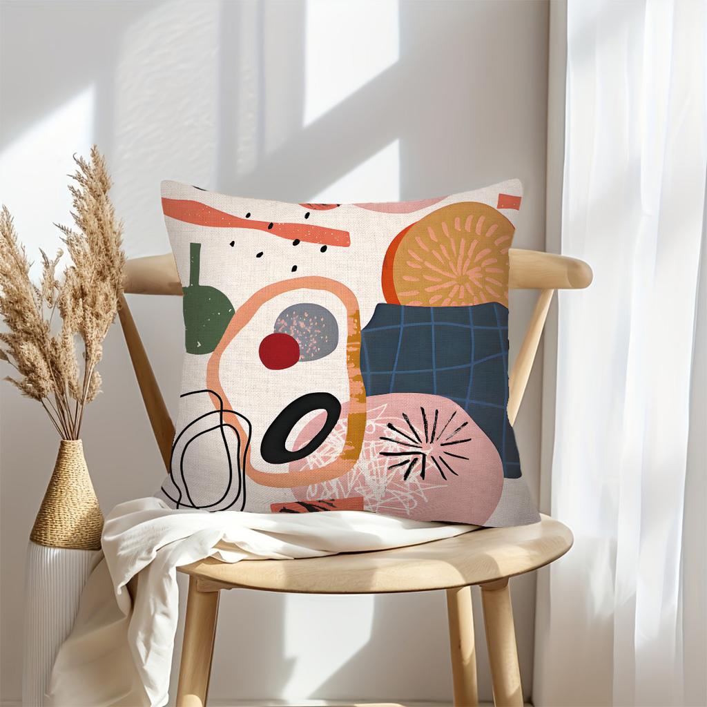 1Pc Contemporary Style Abstract Art Pillow Cover, 18X18 Inches, Suitable For Living Room Sofas